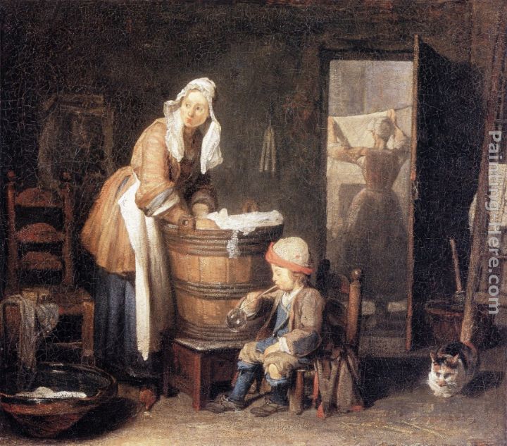 The Laundress painting - Jean Baptiste Simeon Chardin The Laundress art painting